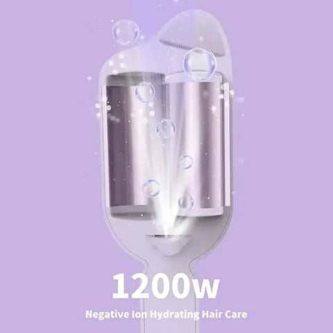 Silver hair dryer with negative ion technology for effortless beach waves and wavy hair curling