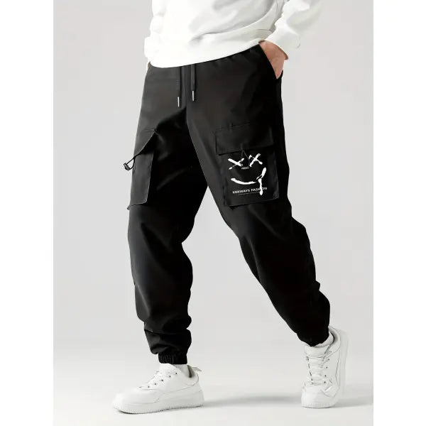 Wear-resistant Straight Ankle Tied Overalls Durable Casual Style - Black / 2XL - None