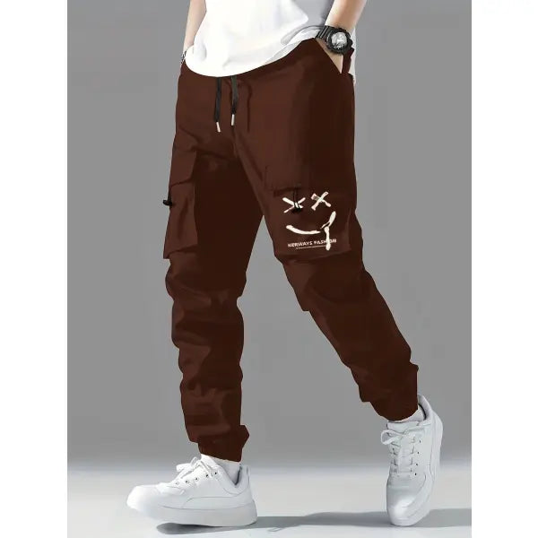 Wear-resistant Straight Ankle Tied Overalls Durable Casual Style - Wine Red / 2XL - None