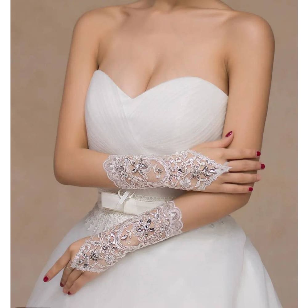 wedding gloves - Rice white