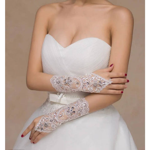 wedding gloves - Rice white