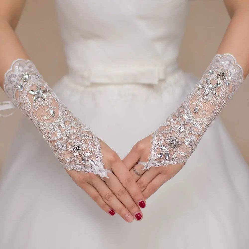 wedding gloves - Rice white