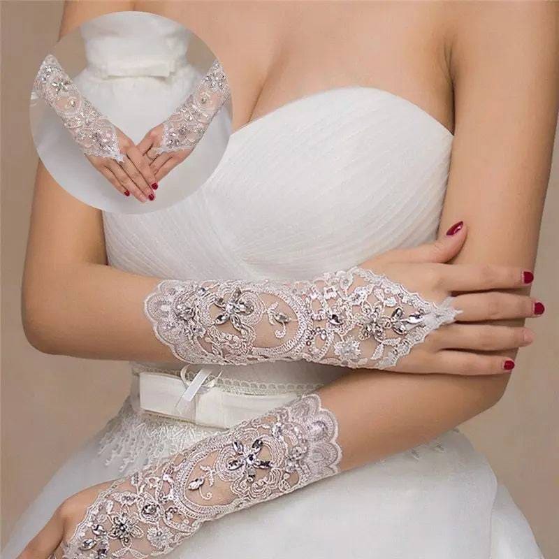 wedding gloves - Rice white