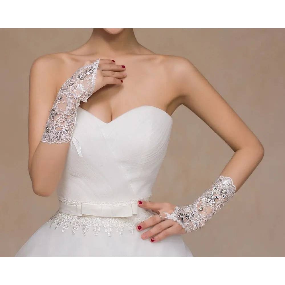 wedding gloves - Rice white