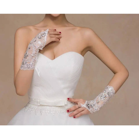 wedding gloves - Rice white