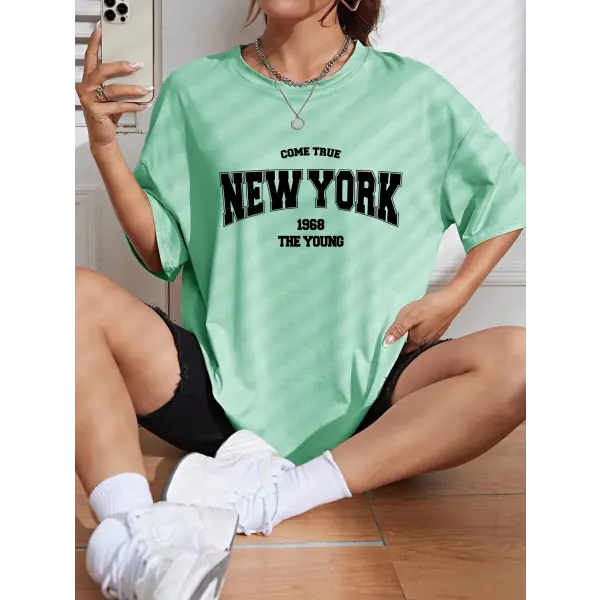 When 1968 The New York Is Young Cotton Woman Tshirts Oversize Daily Tshirts Creativity Streettshirt Individual Casual
