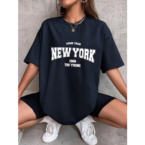 When 1968 The New York Is Young Cotton Woman Tshirts Oversize Daily Tshirts Creativity Streettshirt Individual Casual
