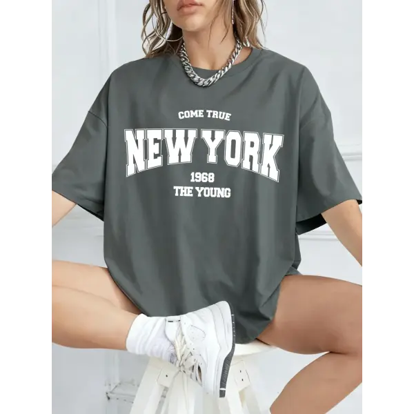 When 1968 The New York Is Young Cotton Woman Tshirts Oversize Daily Tshirts Creativity Streettshirt Individual Casual