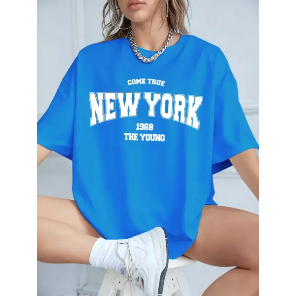 When 1968 The New York Is Young Cotton Woman Tshirts Oversize Daily Tshirts Creativity Streettshirt Individual Casual