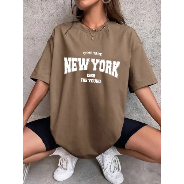 When 1968 The New York Is Young Cotton Woman Tshirts Oversize Daily Tshirts Creativity Streettshirt Individual Casual