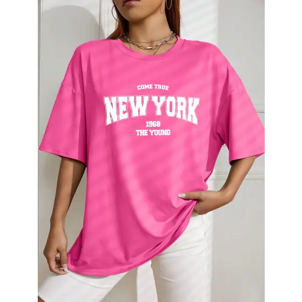 When 1968 The New York Is Young Cotton Woman Tshirts Oversize Daily Tshirts Creativity Streettshirt Individual Casual