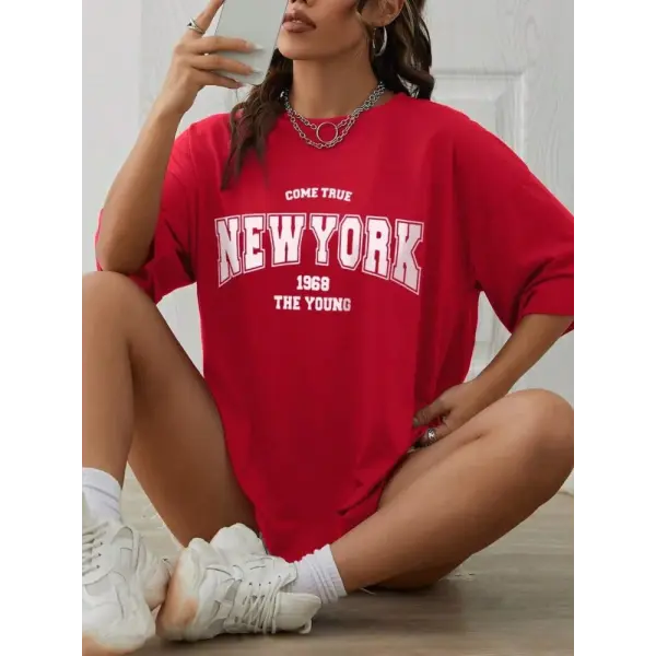 When 1968 The New York Is Young Cotton Woman Tshirts Oversize Daily Tshirts Creativity Streettshirt Individual Casual