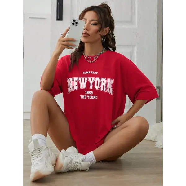 When 1968 The New York Is Young Cotton Woman Tshirts Oversize Daily Tshirts Creativity Streettshirt Individual Casual