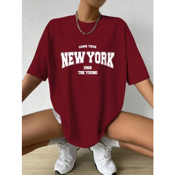 When 1968 The New York Is Young Cotton Woman Tshirts Oversize Daily Tshirts Creativity Streettshirt Individual Casual