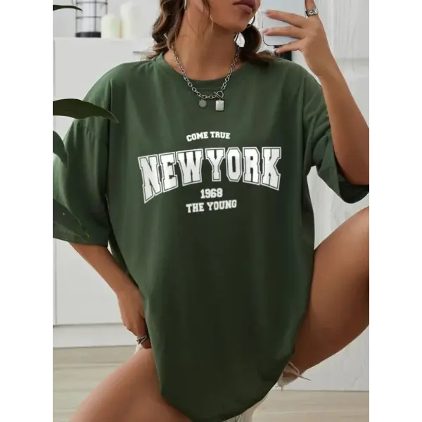 When 1968 The New York Is Young Cotton Woman Tshirts Oversize Daily Tshirts Creativity Streettshirt Individual Casual