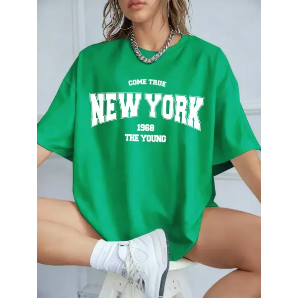 When 1968 The New York Is Young Cotton Woman Tshirts Oversize Daily Tshirts Creativity Streettshirt Individual Casual