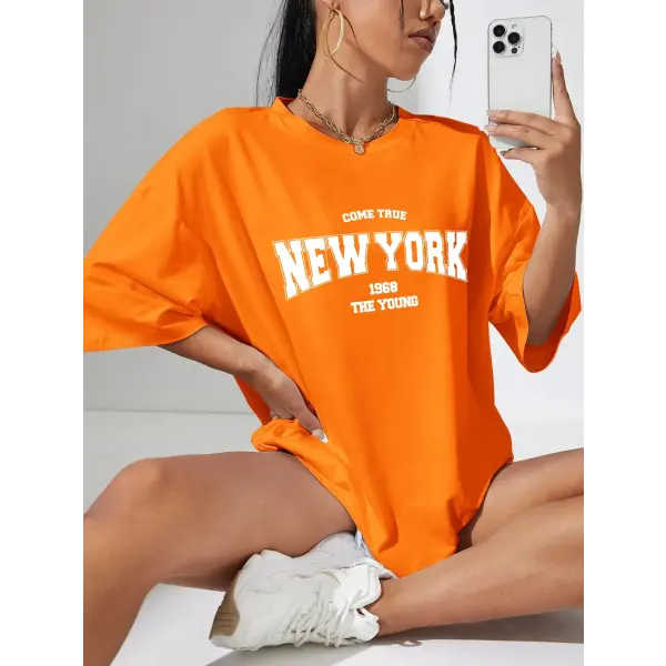 When 1968 The New York Is Young Cotton Woman Tshirts Oversize Daily Tshirts Creativity Streettshirt Individual Casual