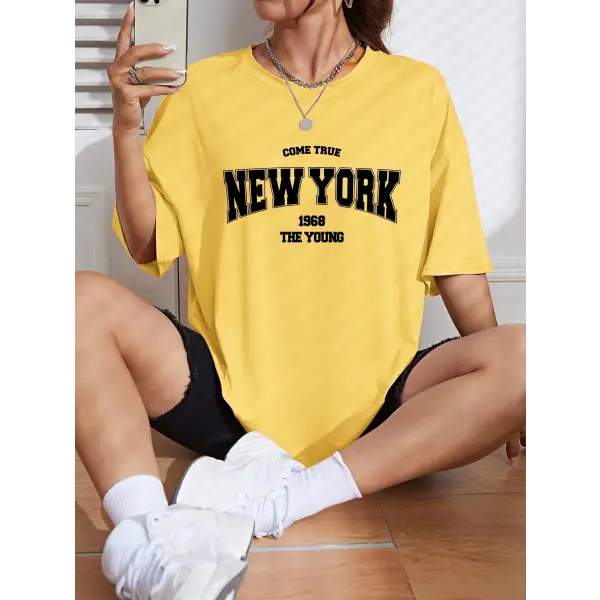 When 1968 The New York Is Young Cotton Woman Tshirts Oversize Daily Tshirts Creativity Streettshirt Individual Casual