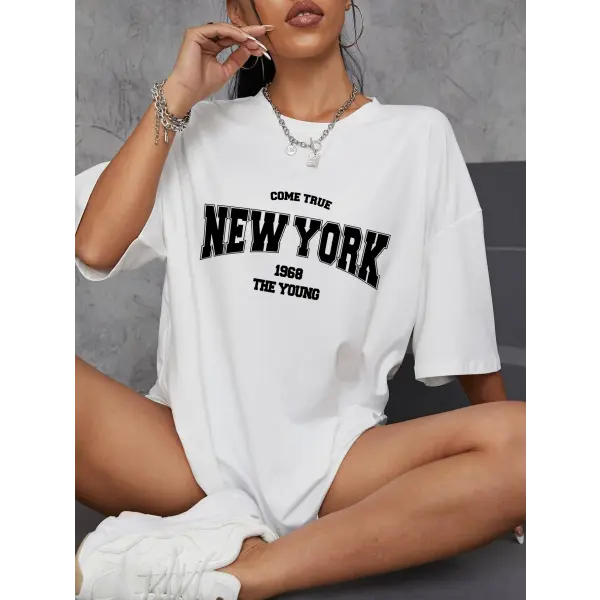 When 1968 The New York Is Young Cotton Woman Tshirts Oversize Daily Tshirts Creativity Streettshirt Individual Casual
