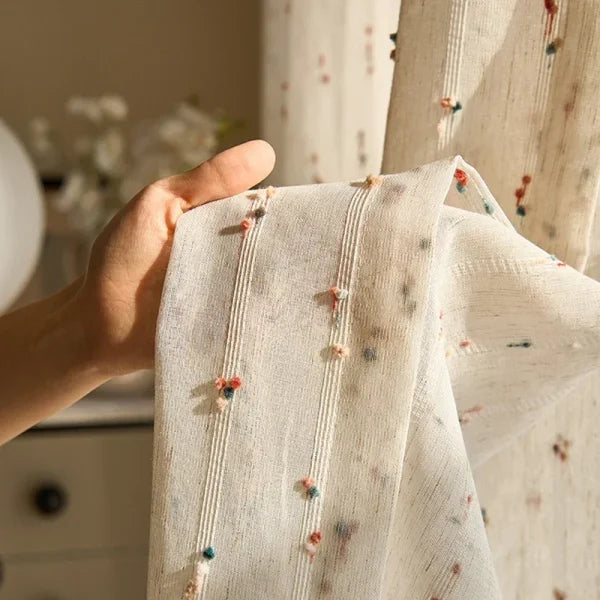 White Cute Candy Vertical Yarn Curtain - Sheer Embroidered Window Drape - WHITE / 1 Panel W107xH160cm / Multifunction