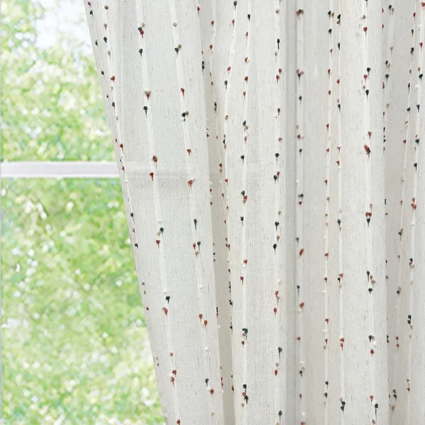 White Cute Candy Vertical Yarn Curtain - Sheer Embroidered Window Drape