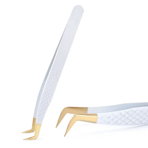 White-Gold Anti-Static Tweezers - Precision Eyelash & Brow Tool - Himpall
