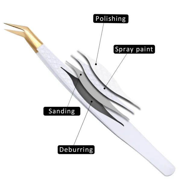 White-Gold Anti-Static Tweezers - Precision Eyelash & Brow Tool - Himpall