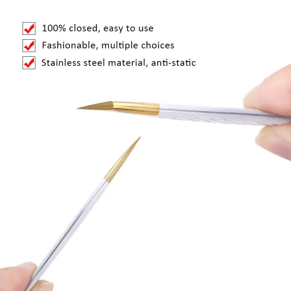 White-Gold Anti-Static Tweezers - Precision Eyelash & Brow Tool - Himpall