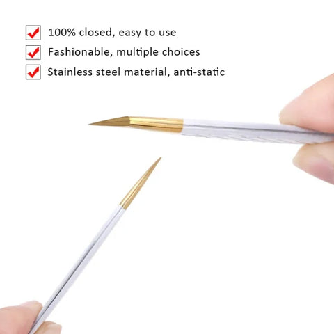 White-Gold Anti-Static Tweezers - Precision Eyelash & Brow Tool - Himpall