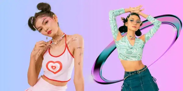 White heart tank top with red trim and black lace details.