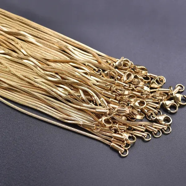 70cm snake long stainless steel chain necklace for unisex everyday wear - Gold color / 1pcs / 45cm