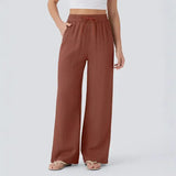 Wide Leg Drawstring Trousers in Light Blue for Casual Fashion - None