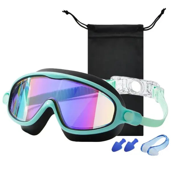 Wide View Large Frame Silicone Kids Swimming Goggles Anti Fog Leakproof