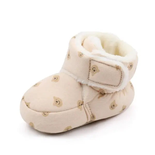 Winter Baby Boots 0–18M – Warm Infant First Walkers for Boys & Girls with Fuzzy Balls Soft & High-Quality Shoes - light