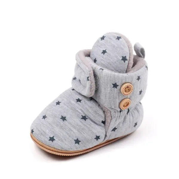 Winter Baby Boots 0–18M – Warm Infant First Walkers for Boys & Girls with Fuzzy Balls Soft & High-Quality Shoes - GRAY