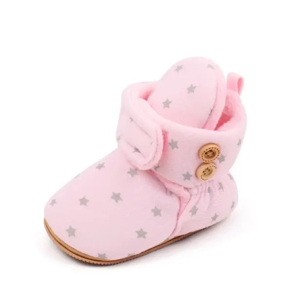 Winter Baby Boots 0–18M – Warm Infant First Walkers for Boys & Girls with Fuzzy Balls Soft & High-Quality Shoes - Pink