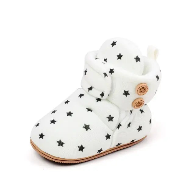 Winter Baby Boots 0–18M – Warm Infant First Walkers for Boys & Girls with Fuzzy Balls Soft & High-Quality Shoes - WHITE
