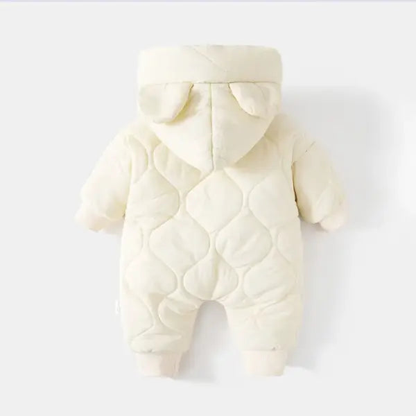 Winter Baby Romper – Warm Fur-Lined Outwear Jumpsuit with Cute Bear Design for Infant Boys & Girls