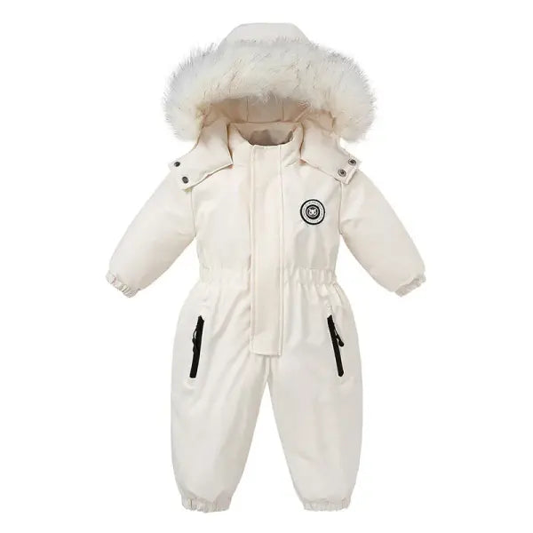 Winter Baby Ski Suit: Waterproof Velvet-Lined Jumpsuit & Boys’ Overalls for 1-5 Years - 08-beige / 3T (100cm)