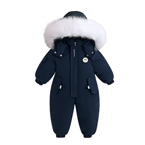 Winter Baby Ski Suit: Waterproof Velvet-Lined Jumpsuit & Boys’ Overalls for 1-5 Years - Darkblue / 2T (90cm)