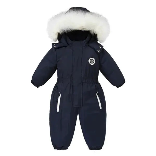 Winter Baby Ski Suit: Waterproof Velvet-Lined Jumpsuit & Boys’ Overalls for 1-5 Years - 08-darkblue / 3T (100cm)