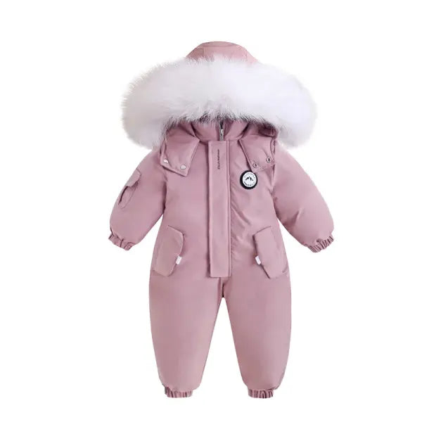 Winter Baby Ski Suit: Waterproof Velvet-Lined Jumpsuit & Boys’ Overalls for 1-5 Years - Pink / 2T (90cm)