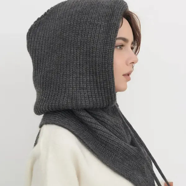 Winter Balaclava Knitted Hooded Scarf Warm One Piece Outdoor Beanie