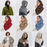 Winter Balaclava Knitted Hooded Scarf Warm One Piece Outdoor Beanie