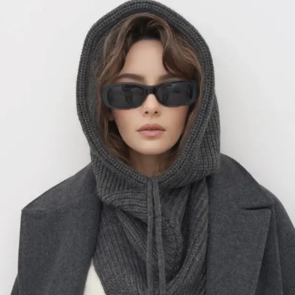 Winter Balaclava Knitted Hooded Scarf Warm One Piece Outdoor Beanie