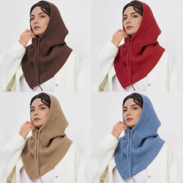 Winter Balaclava Knitted Hooded Scarf Warm One Piece Outdoor Beanie