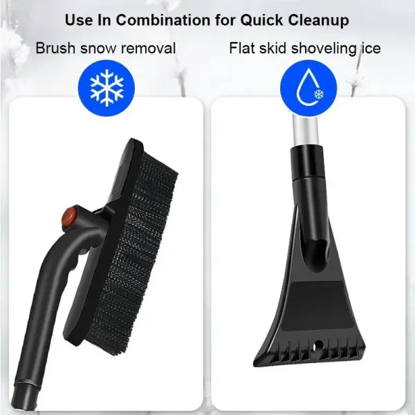 Extendable Winter Snow Brush & Ice Scraper – Detachable Car Windshield Cleaning Tool - black