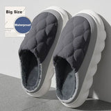 Winter Casual Men’s Slippers Indoor Waterproof Home Shoes Fur Flat Warm Fashion Couples Bedroom Houseshoes Large size