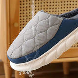 Winter Casual Men’s Slippers Indoor Waterproof Home Shoes Fur Flat Warm Fashion Couples Bedroom Houseshoes Large size