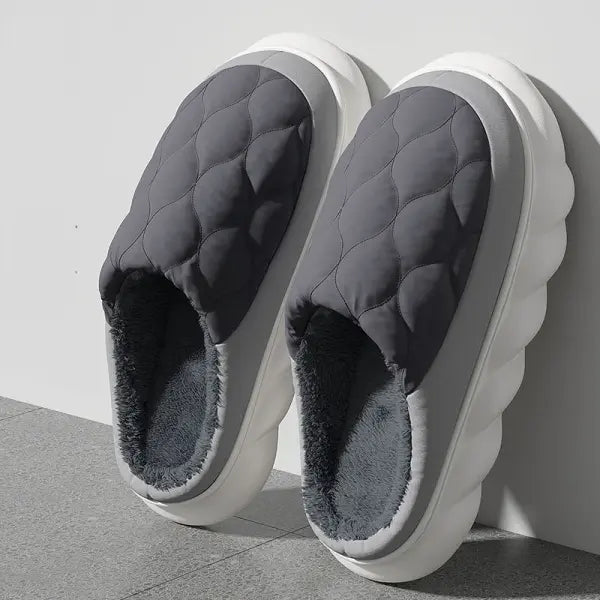 Winter Casual Men’s Slippers Indoor Waterproof Home Shoes Fur Flat Warm Fashion Couples Bedroom Houseshoes Large size